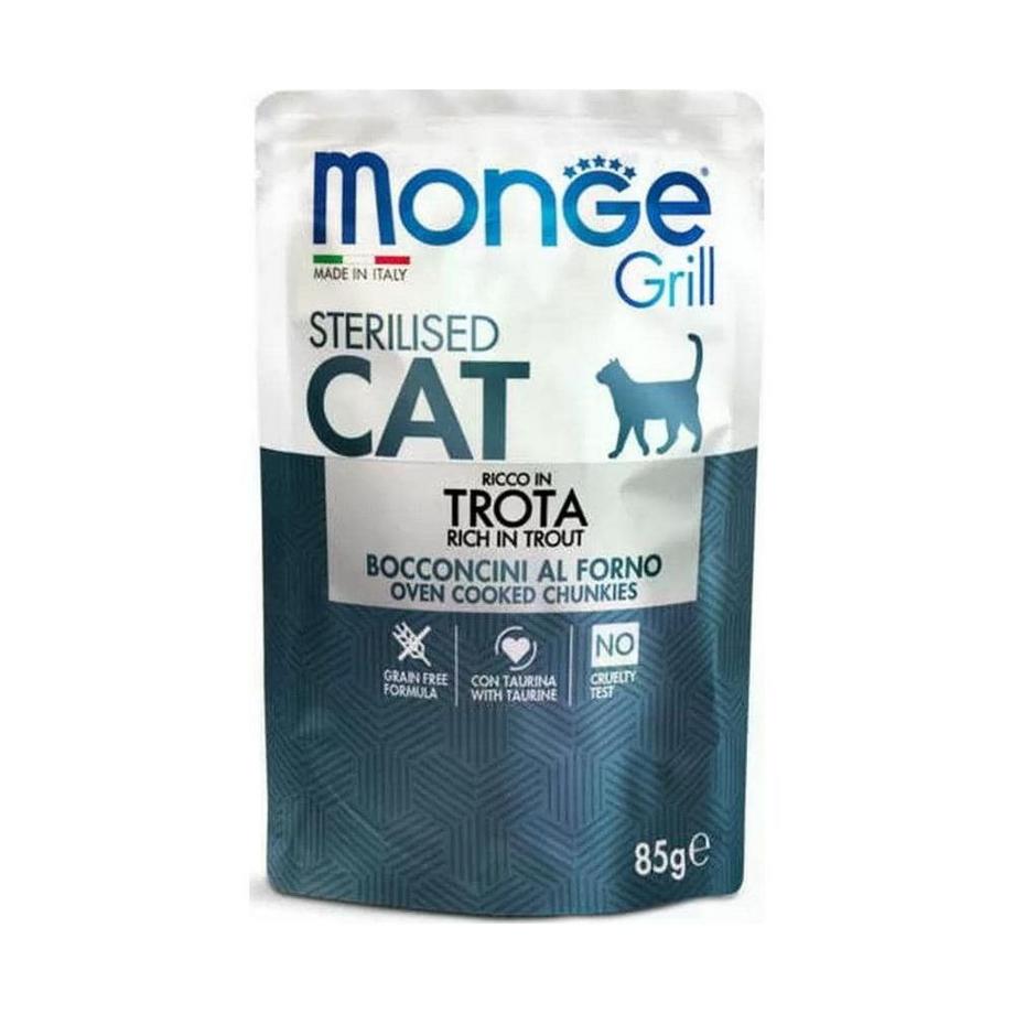 Monge  Grill Cat Veal+Cock.+Trout 12x85g 