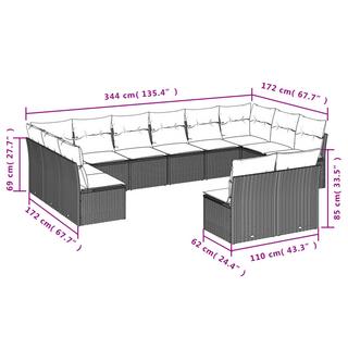 VidaXL Ensemble de canapés de jardin rotin synthétique  