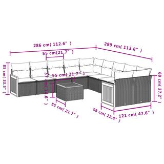 VidaXL set divano da giardino Polirattan  