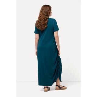 Ulla Popken  Robe maxi en jersey de coton bio, col rond et manches courtes 