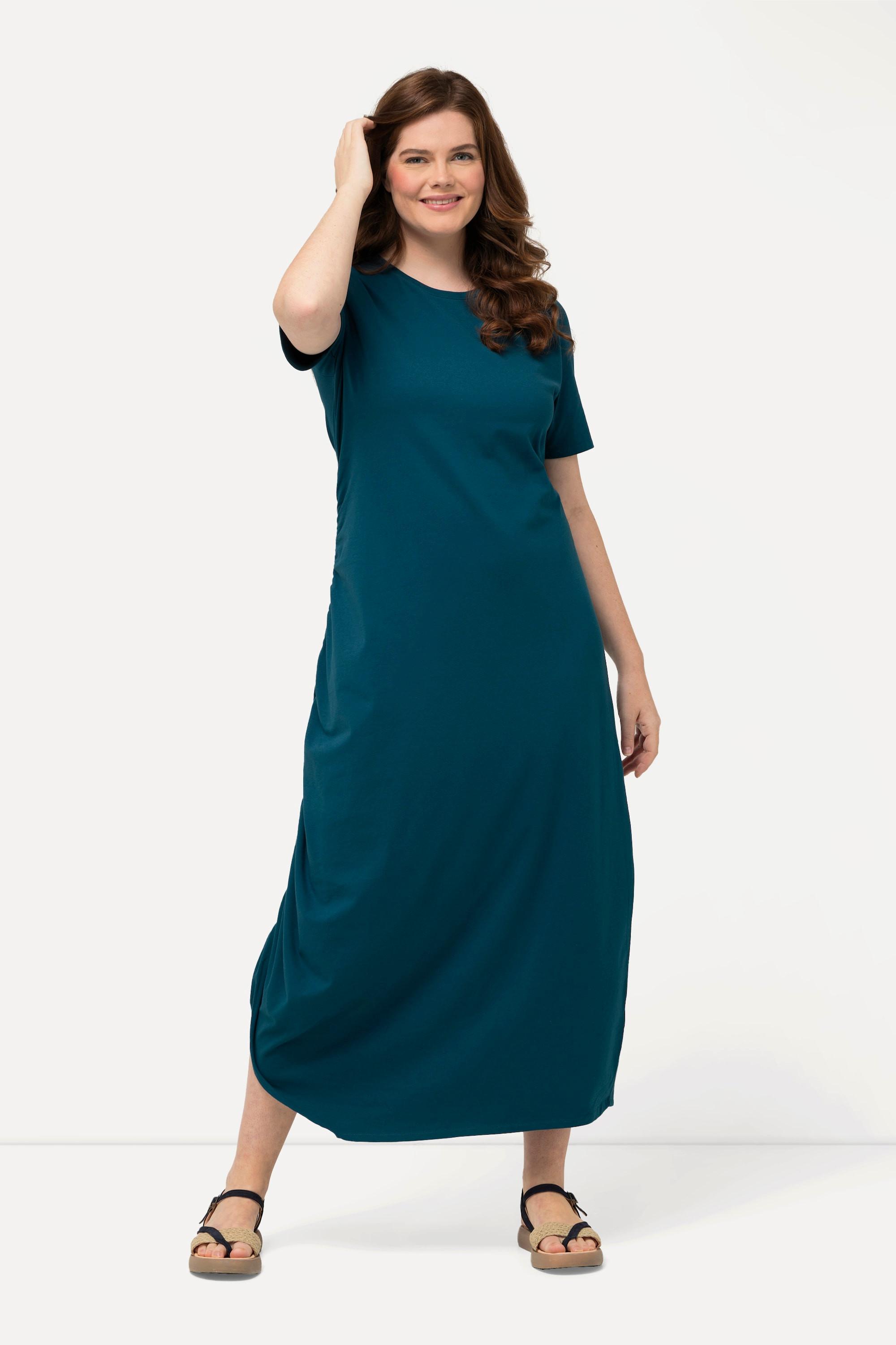 Ulla Popken  Jersey-Maxikleid, Rundhals, Halbarm, Biobaumwolle 