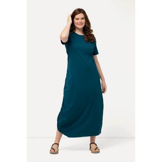 Ulla Popken  Maxi abito in jersey di cotone biologico con scollo a girocollo e mezze maniche 