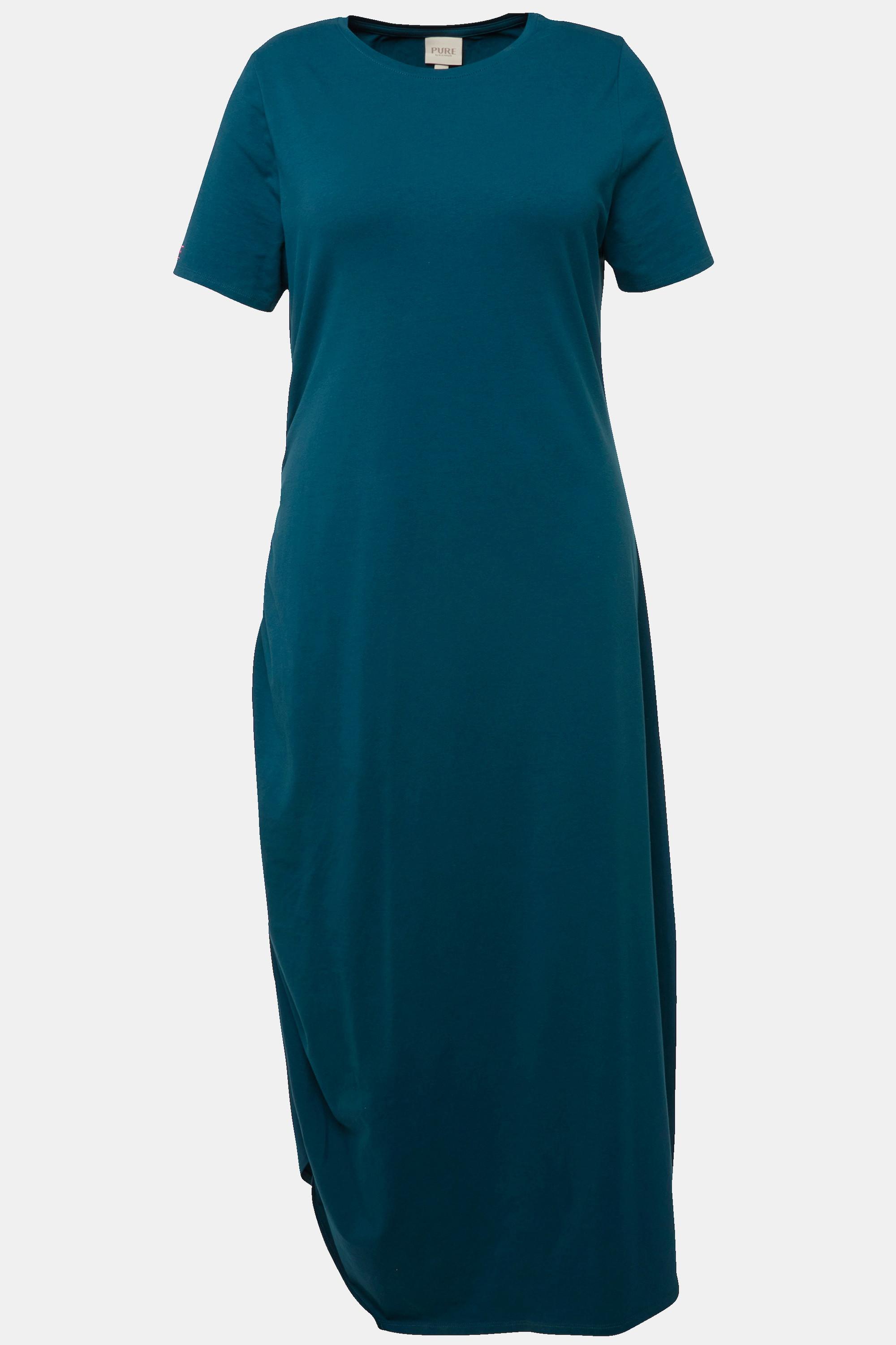 Ulla Popken  Jersey-Maxikleid, Rundhals, Halbarm, Biobaumwolle 