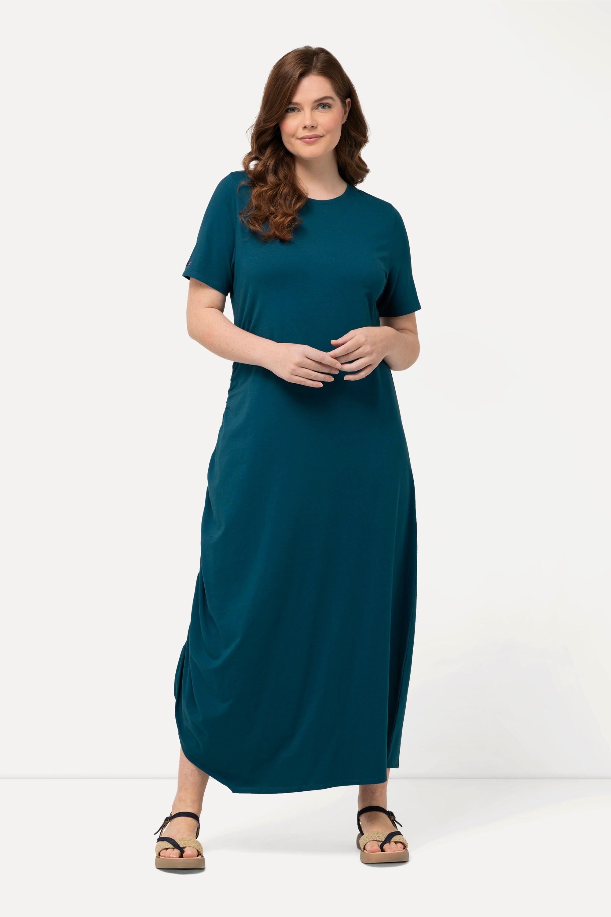 Ulla Popken  Jersey-Maxikleid, Rundhals, Halbarm, Biobaumwolle 