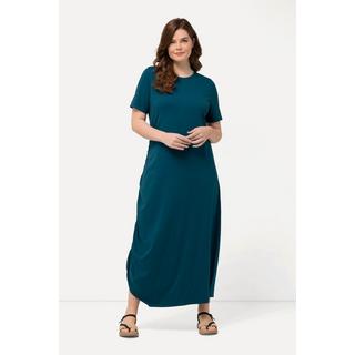 Ulla Popken  Robe maxi en jersey de coton bio, col rond et manches courtes 