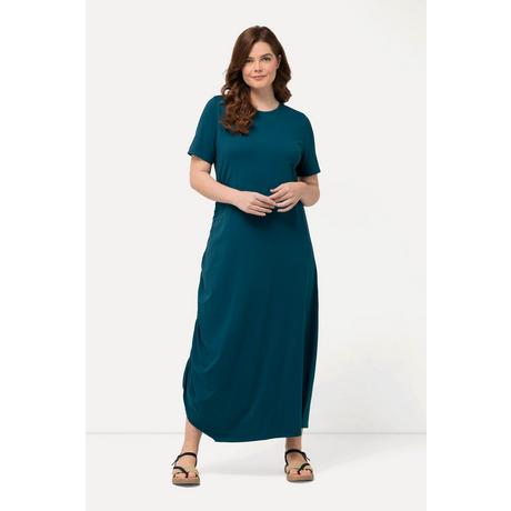 Ulla Popken  Maxi abito in jersey di cotone biologico con scollo a girocollo e mezze maniche 