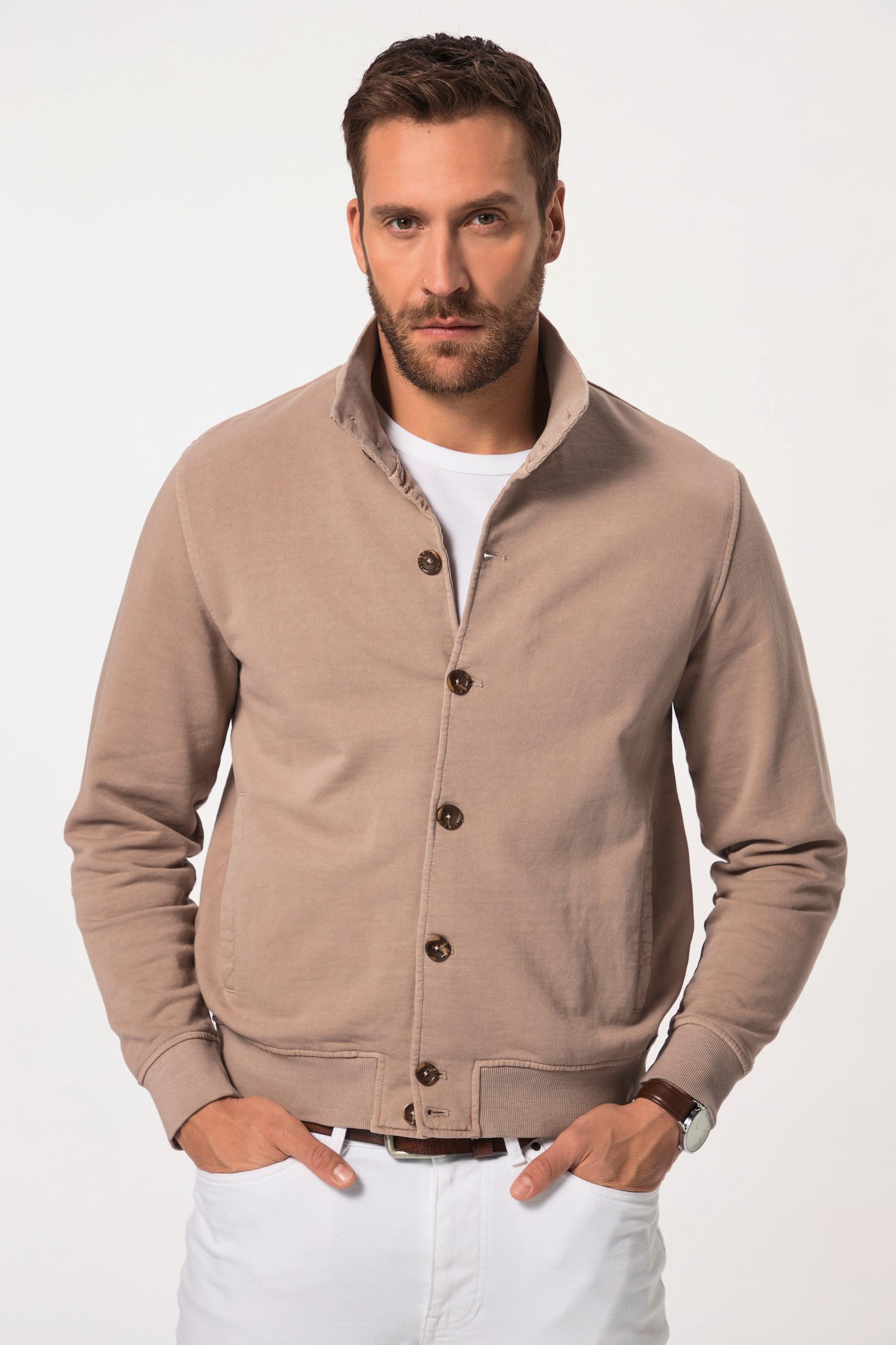 JP1880 Sweatjacke Stehkragen Knopfleiste Vintage Look  