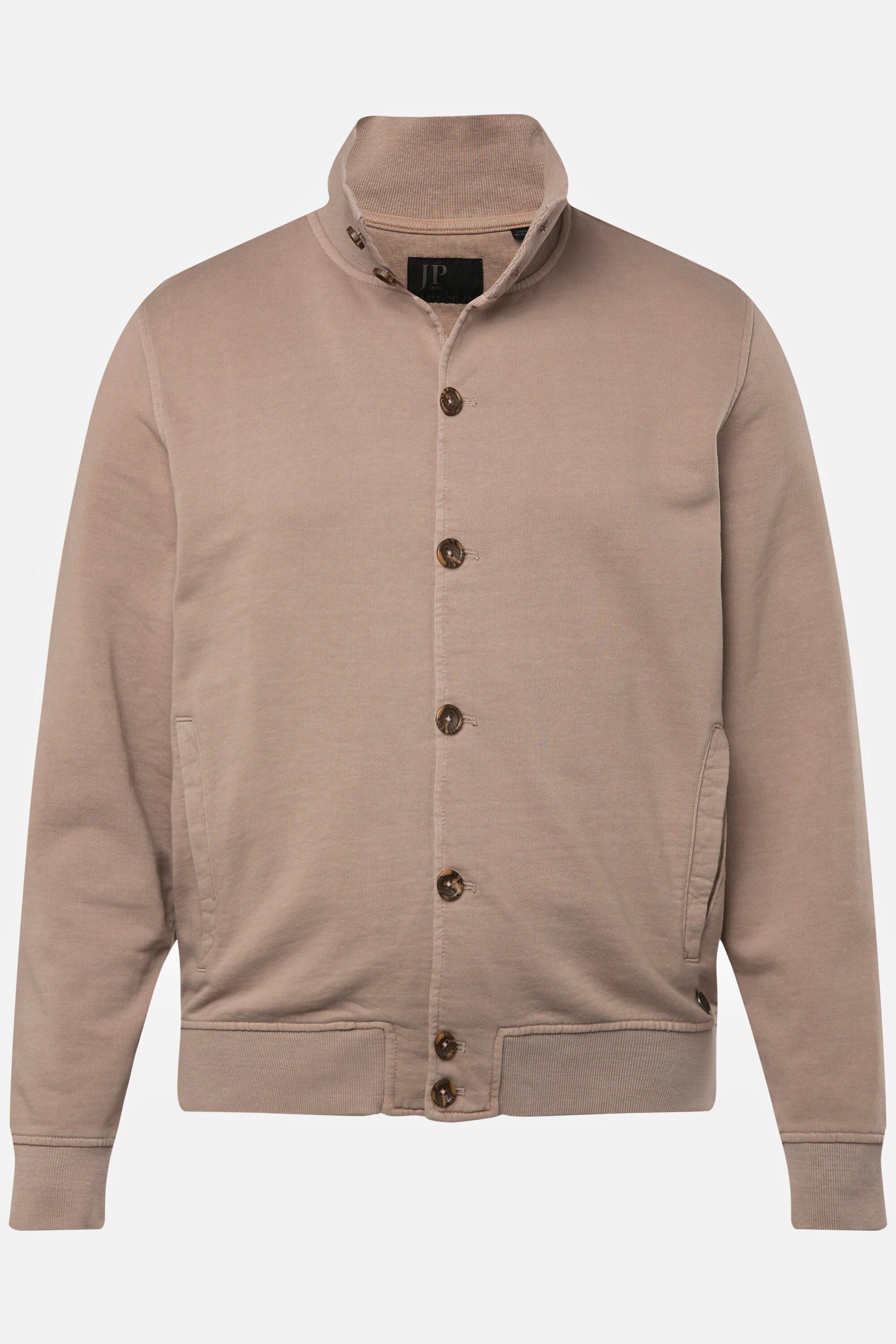 JP1880 Sweatjacke Stehkragen Knopfleiste Vintage Look  
