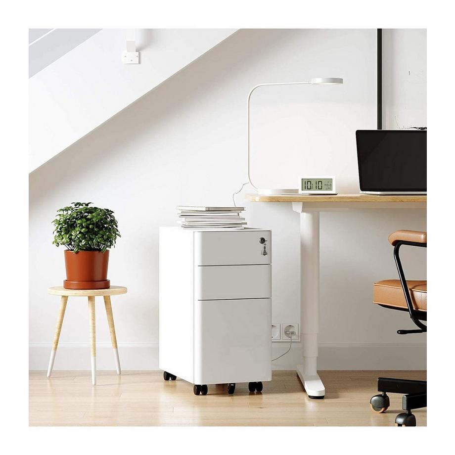 Calicosy  Caisson de rangement bureau 3 tiroirs sur roulettes blanc 