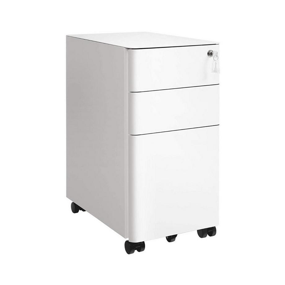 Calicosy  Caisson de rangement bureau 3 tiroirs sur roulettes blanc 