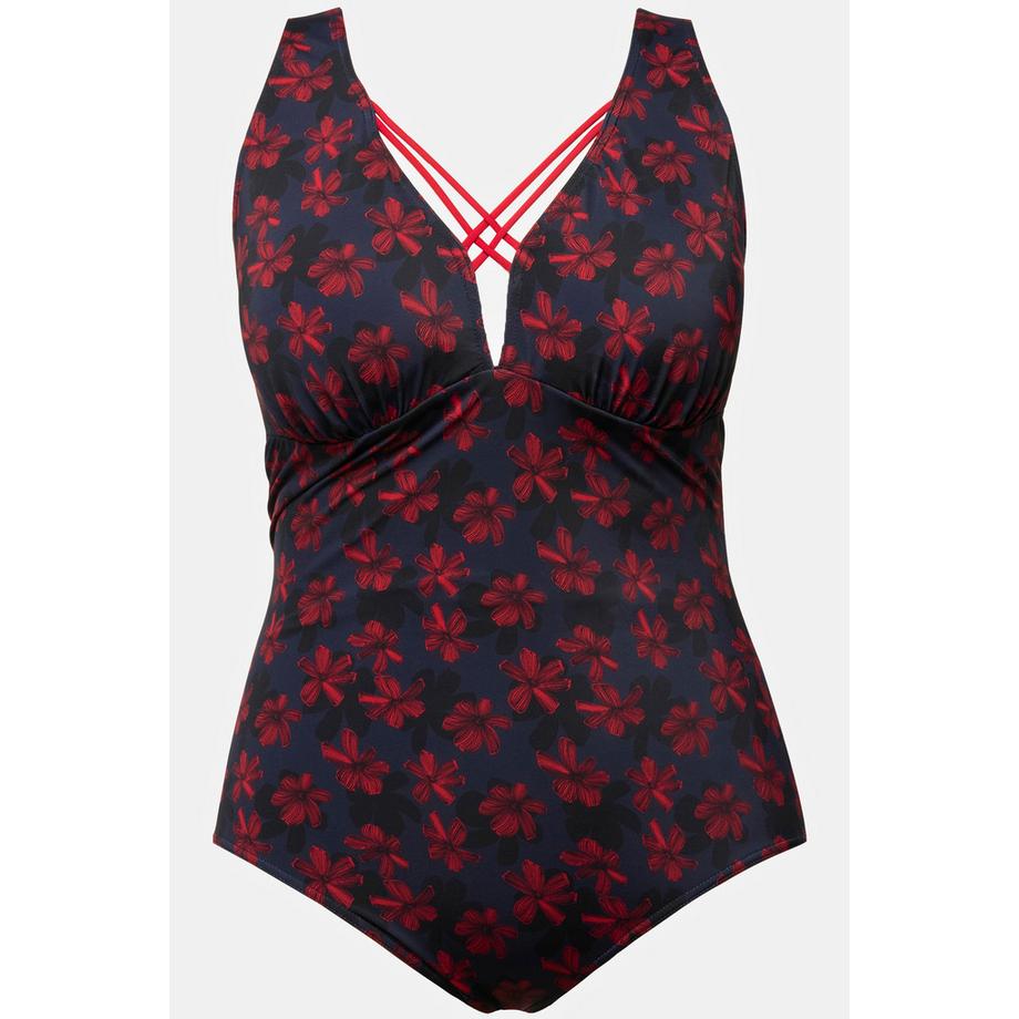 Ulla Popken Maillot de bain fleurs rubans fantaisie bonnets souples  