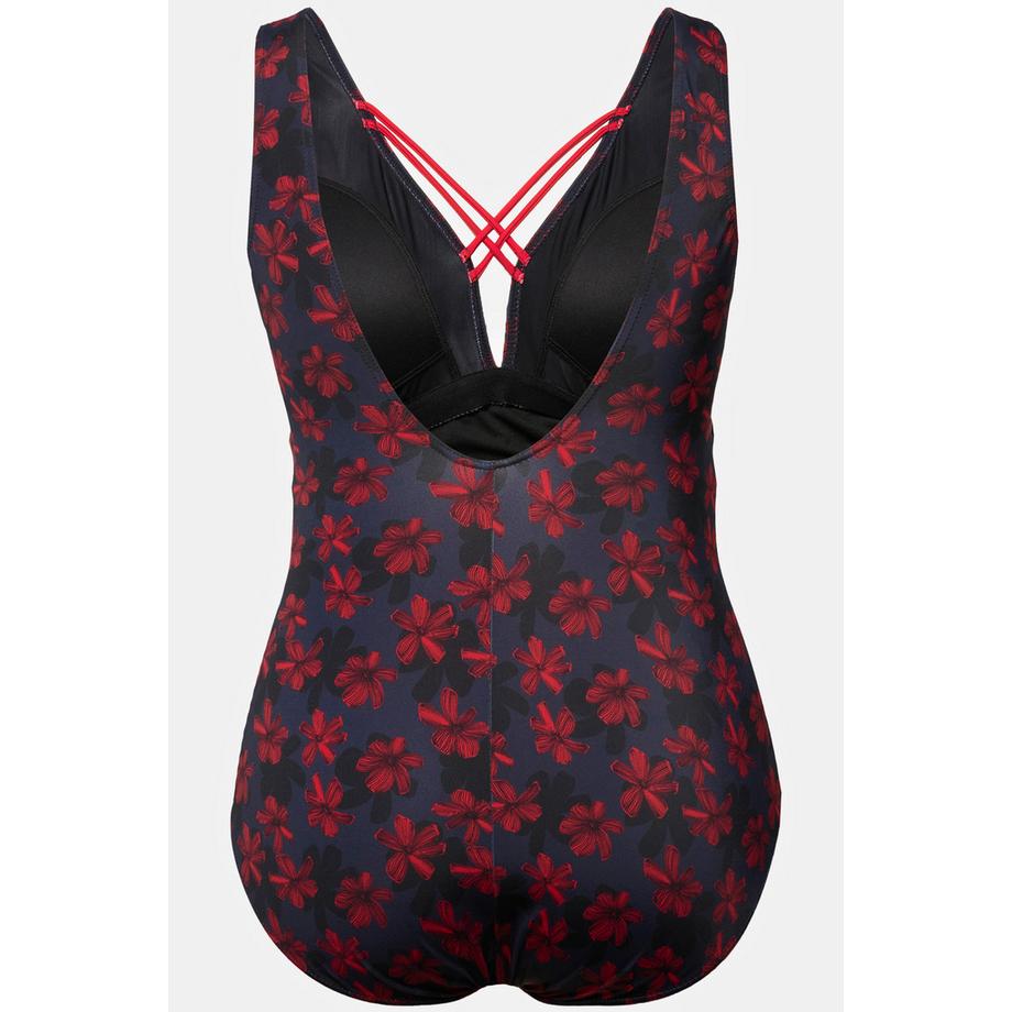 Ulla Popken Maillot de bain fleurs rubans fantaisie bonnets souples  