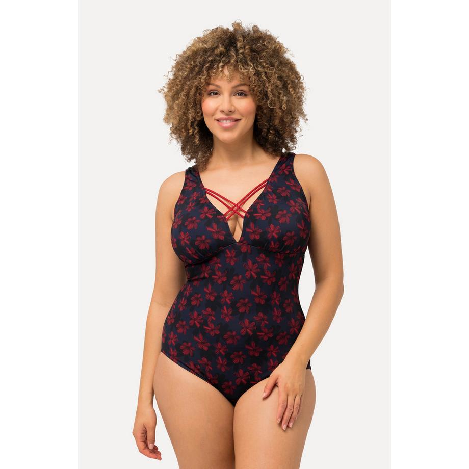 Ulla Popken Maillot de bain fleurs rubans fantaisie bonnets souples  