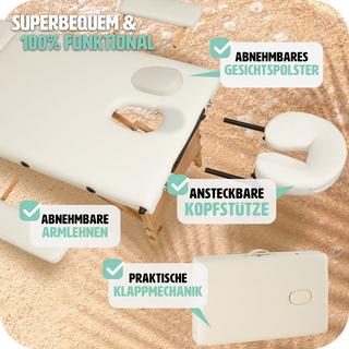 Tectake Table de massage pliante 2 Zones Bois, cosmétique, portable  