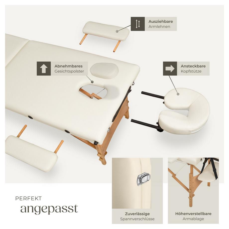 Tectake 2 Zonen Massageliege mit 5cm Polsterung und Holzgestell  