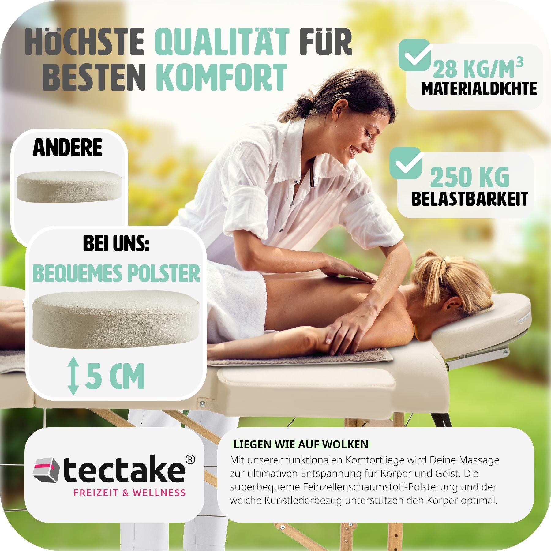 Tectake Table de massage pliante 2 Zones Bois, cosmétique, portable  