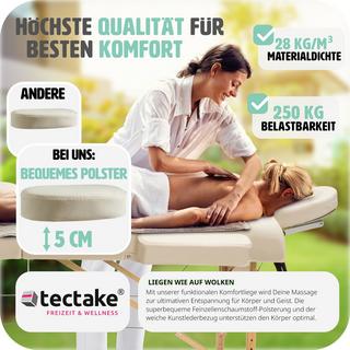 Tectake Table de massage pliante 2 Zones Bois, cosmétique, portable  