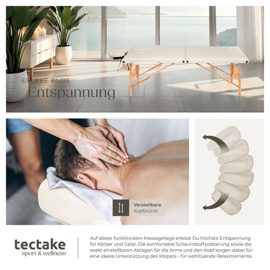 Tectake 2 Zonen Massageliege mit 5cm Polsterung und Holzgestell  