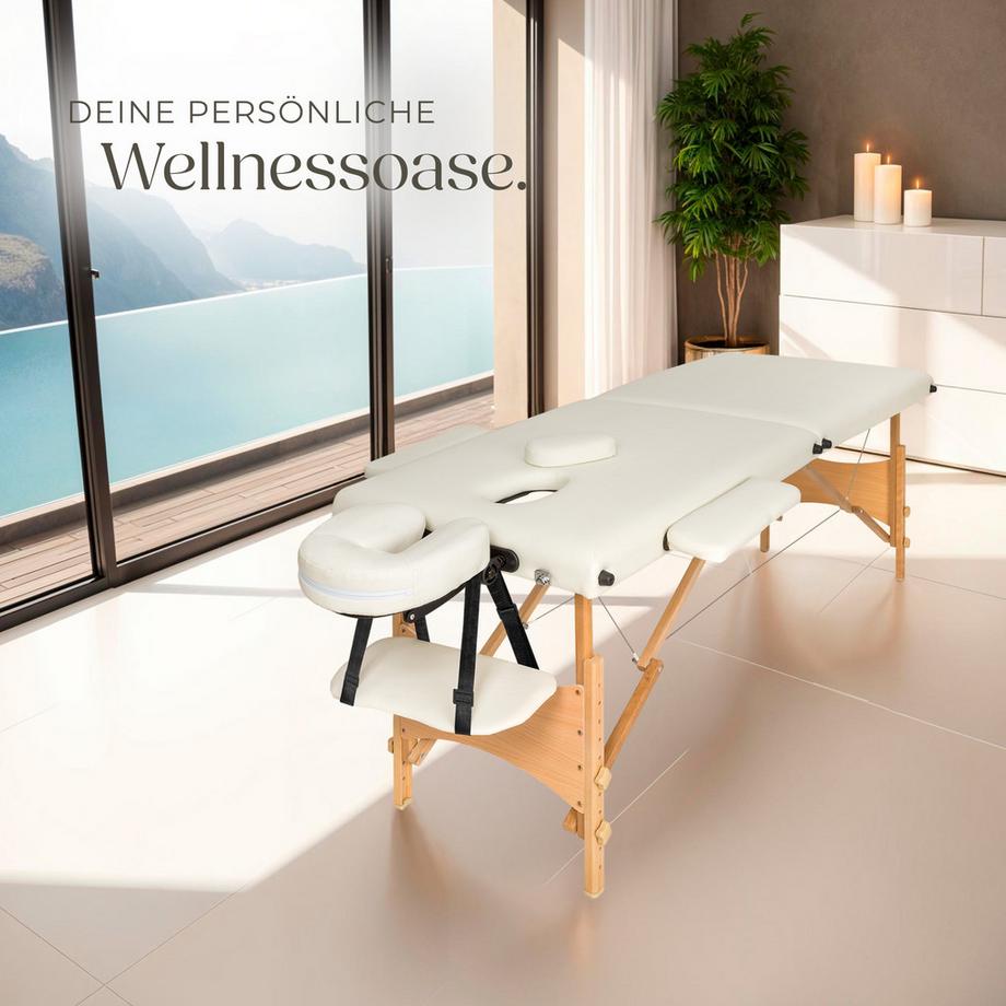 Tectake 2 Zonen Massageliege mit 5cm Polsterung und Holzgestell  