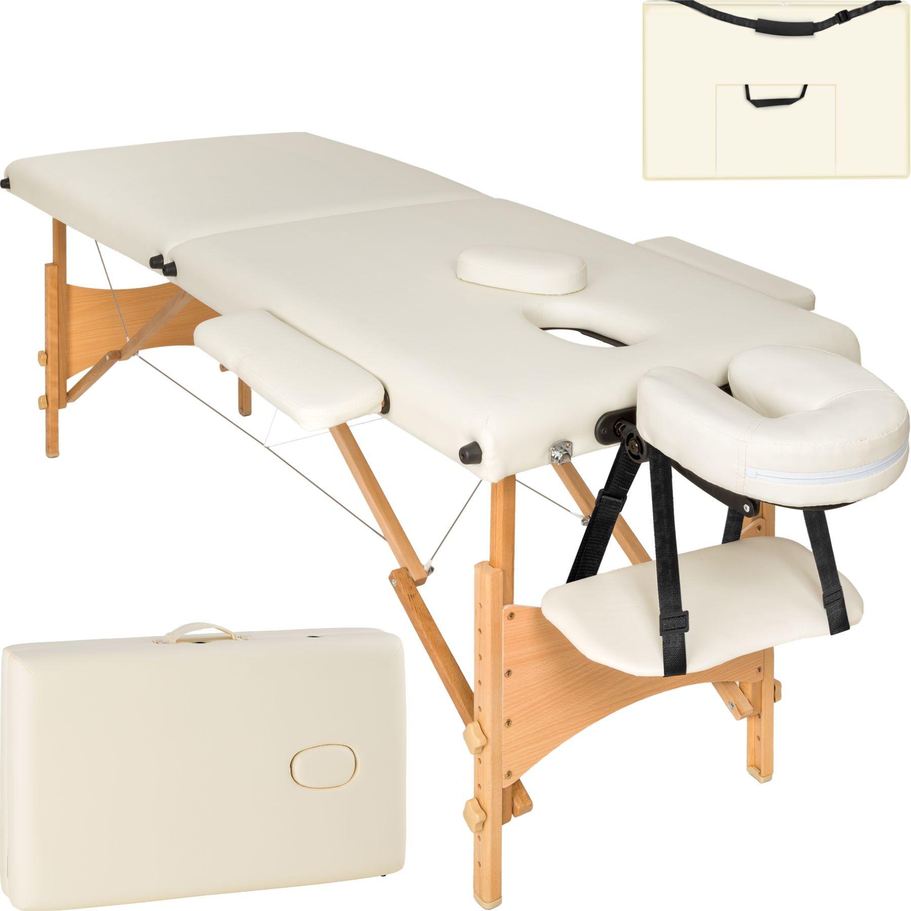 Tectake Table de massage pliante 2 Zones Bois, cosmétique, portable  