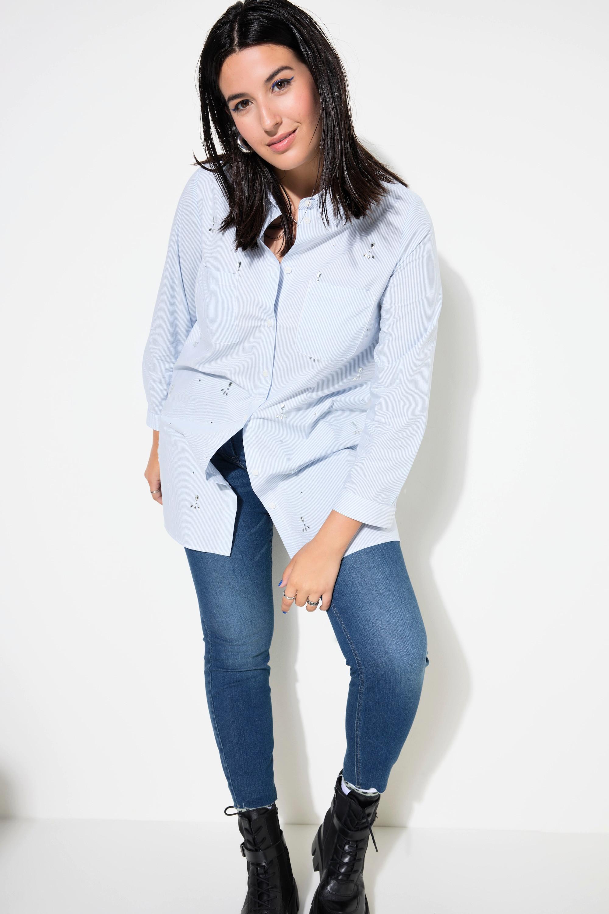 Studio Untold Camicia Taglio Squadrato Righe Applicazioni Brillanti Maniche Lunghe  