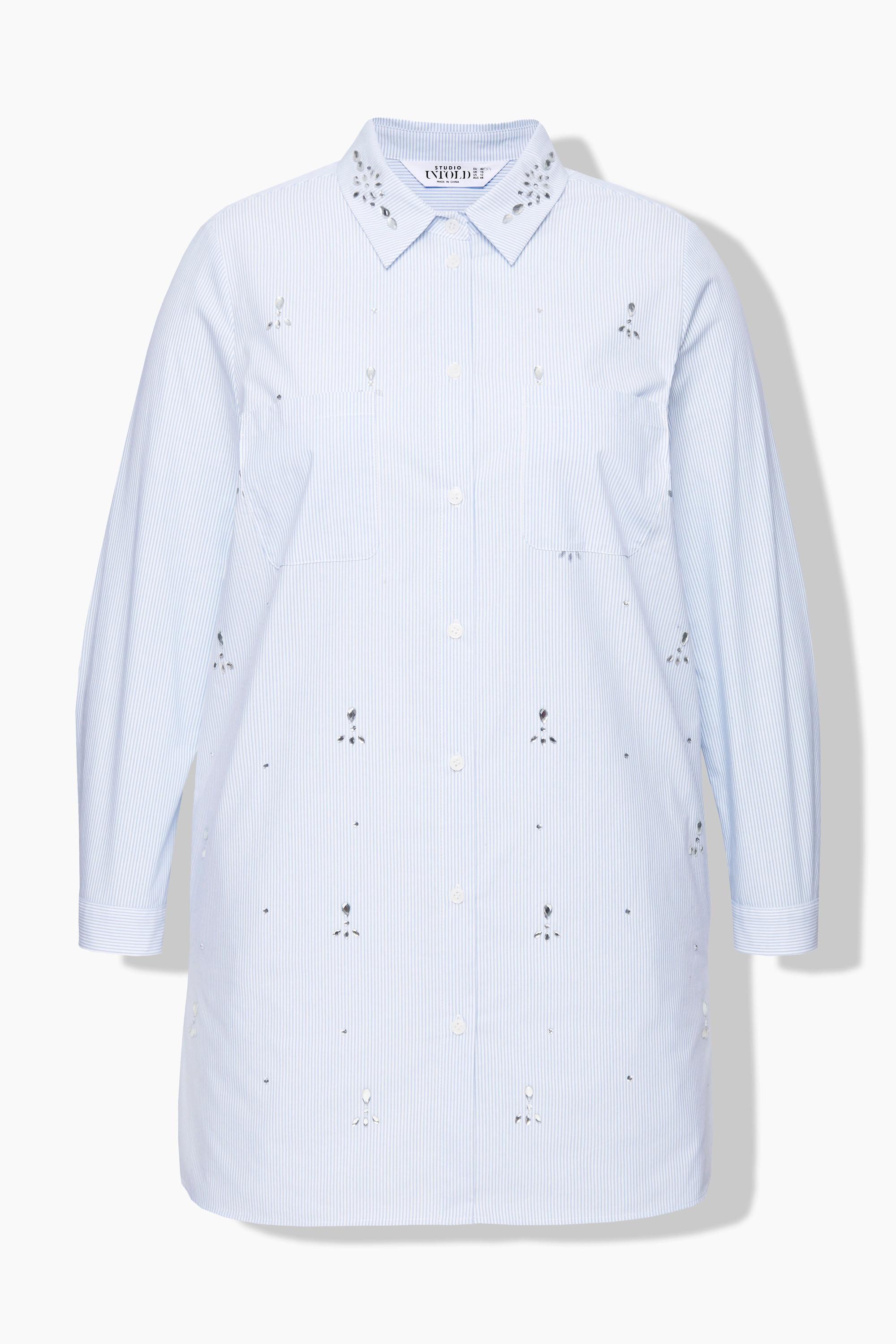 Studio Untold Camicia Taglio Squadrato Righe Applicazioni Brillanti Maniche Lunghe  
