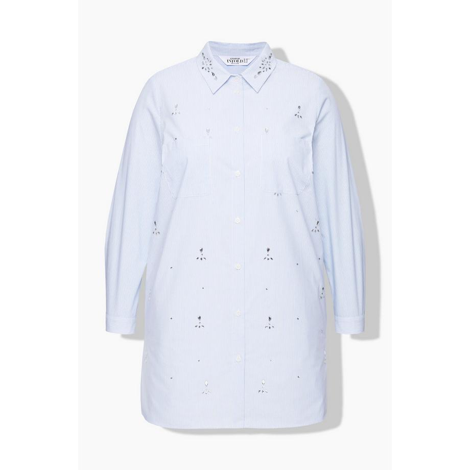 Studio Untold Chemisier Boxy Shape Rayures Strass Manches Longues  