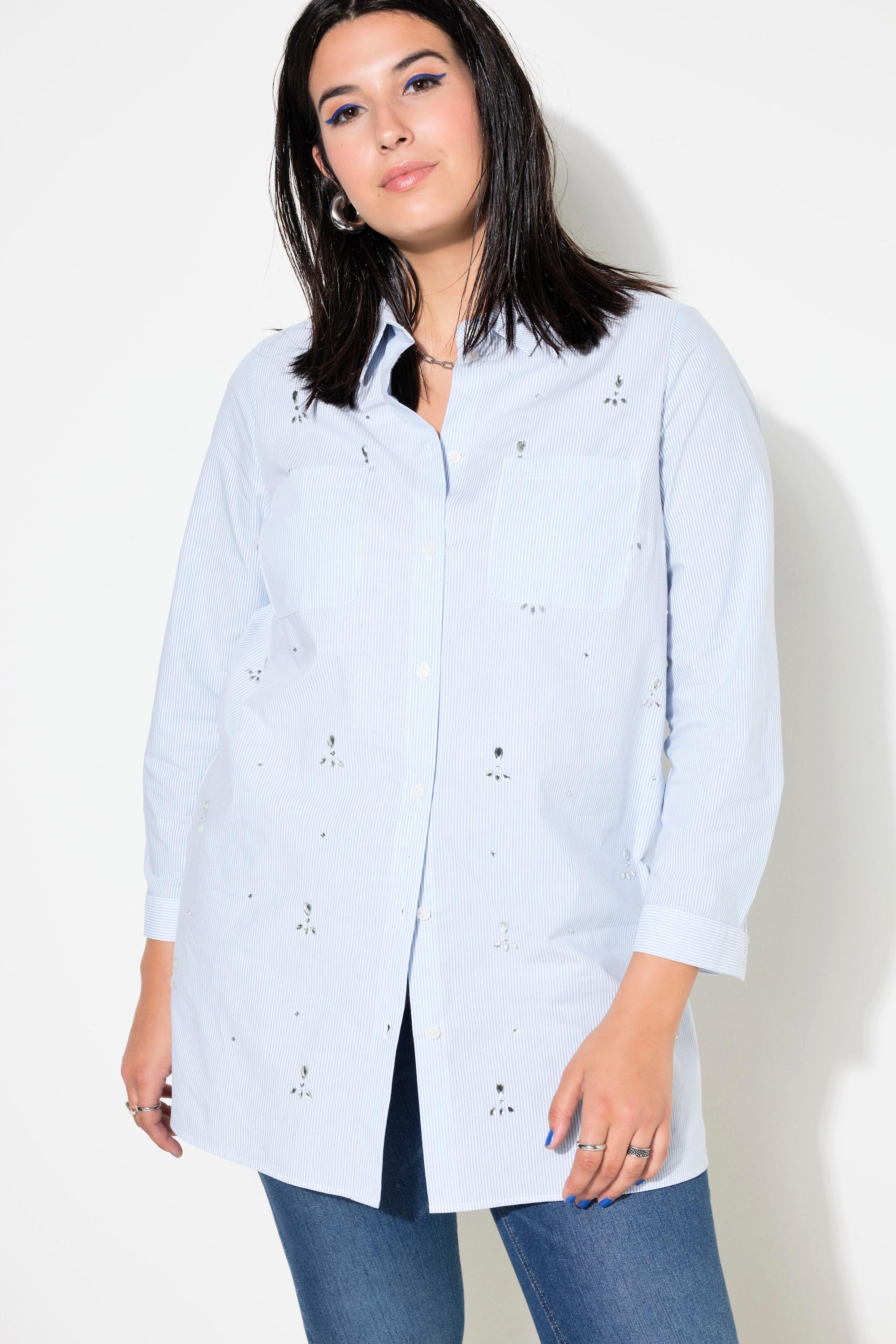 Studio Untold Camicia Taglio Squadrato Righe Applicazioni Brillanti Maniche Lunghe  