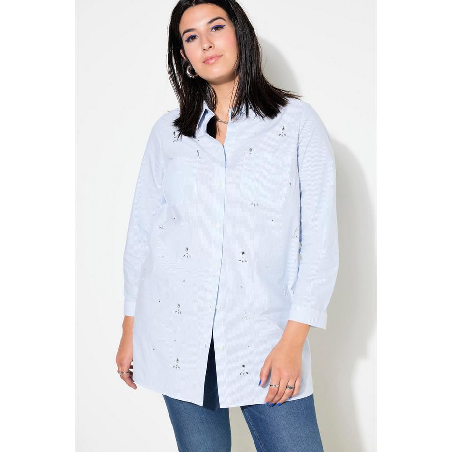 Studio Untold Chemisier Boxy Shape Rayures Strass Manches Longues  