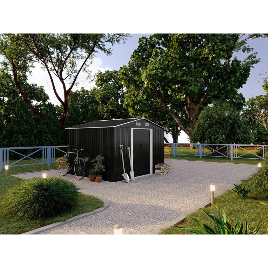 Vente-unique Abri de jardin métal en acier galvanisé gris 8 m² - MANSO  