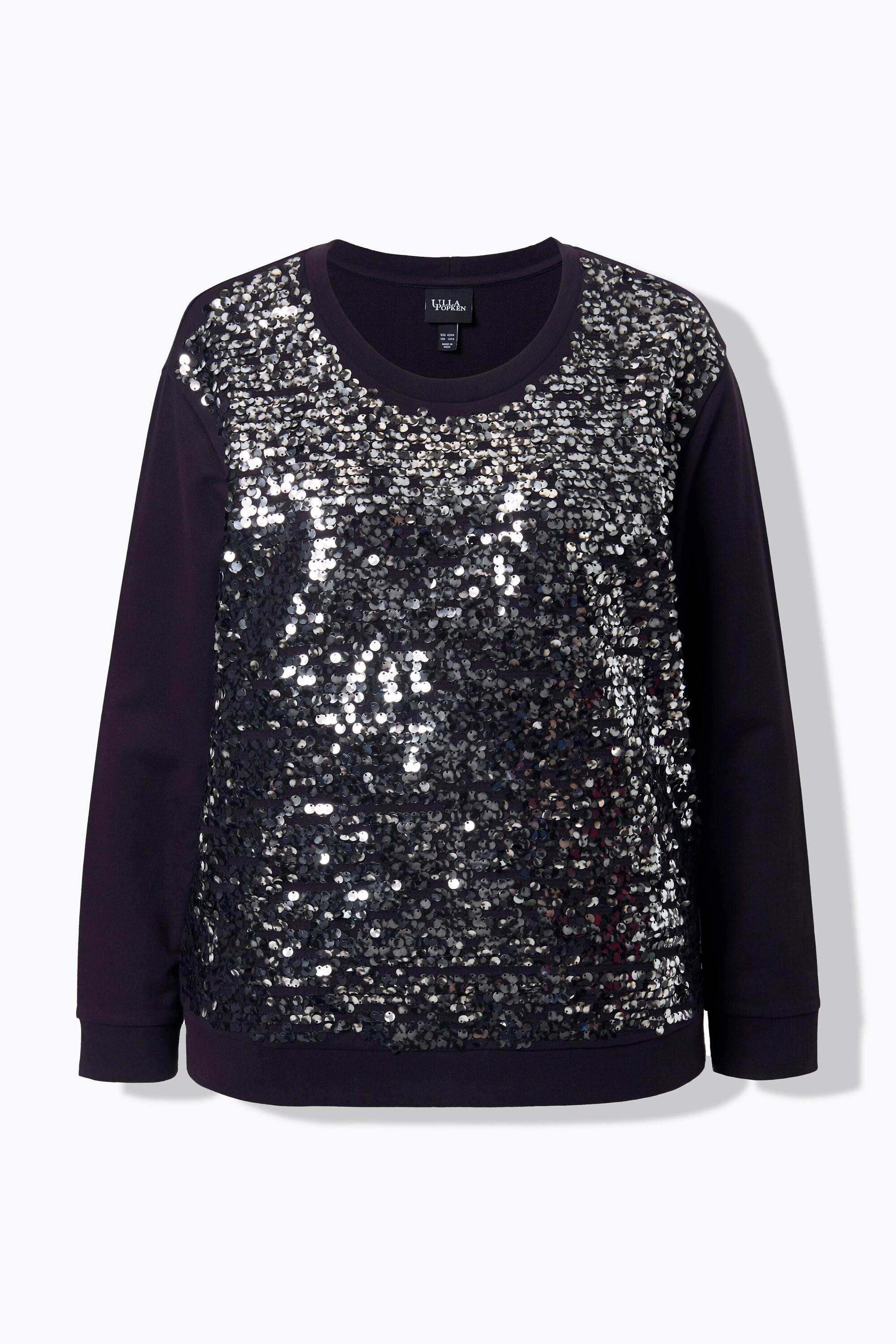 Ulla Popken Sweat-shirt Oversize Paillettes Col Rond Manches Longues  