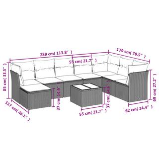 VidaXL Ensemble de canapés de jardin rotin synthétique  