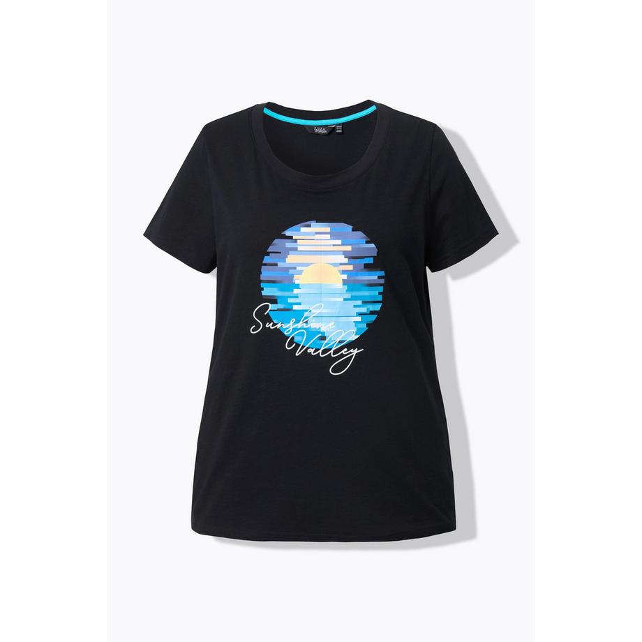 Ulla Popken Sunshine Valley Scollo Rotondo Mezze Maniche T-Shirt Vestibilità Classica  
