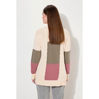 Ulla Popken  Pull en coton bio, col montant et manches longues, esprit « colour block » 