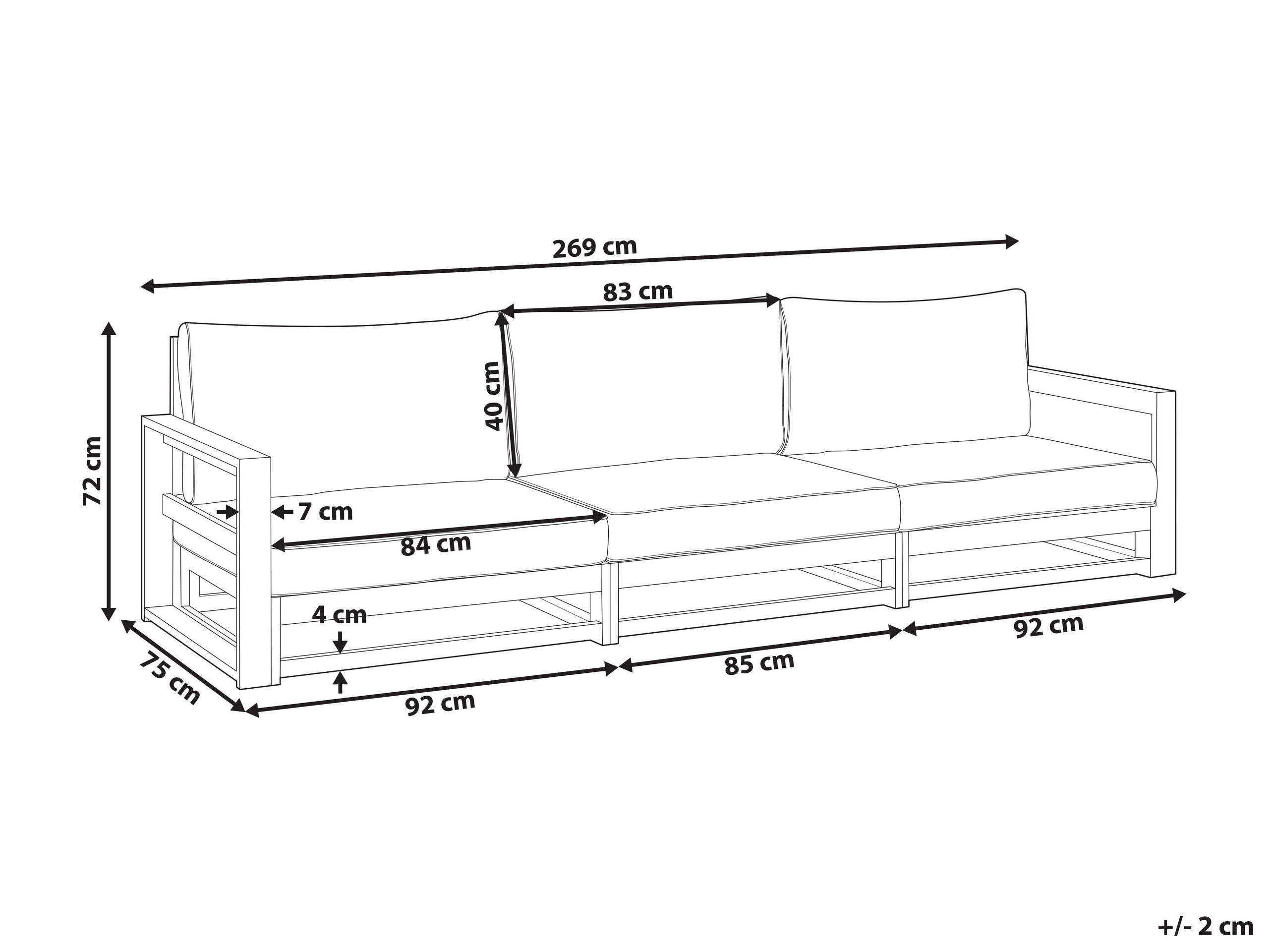 Beliani Canapé 3 places en Bois d'acacia certifié FSC® Scandinave TIMOR  