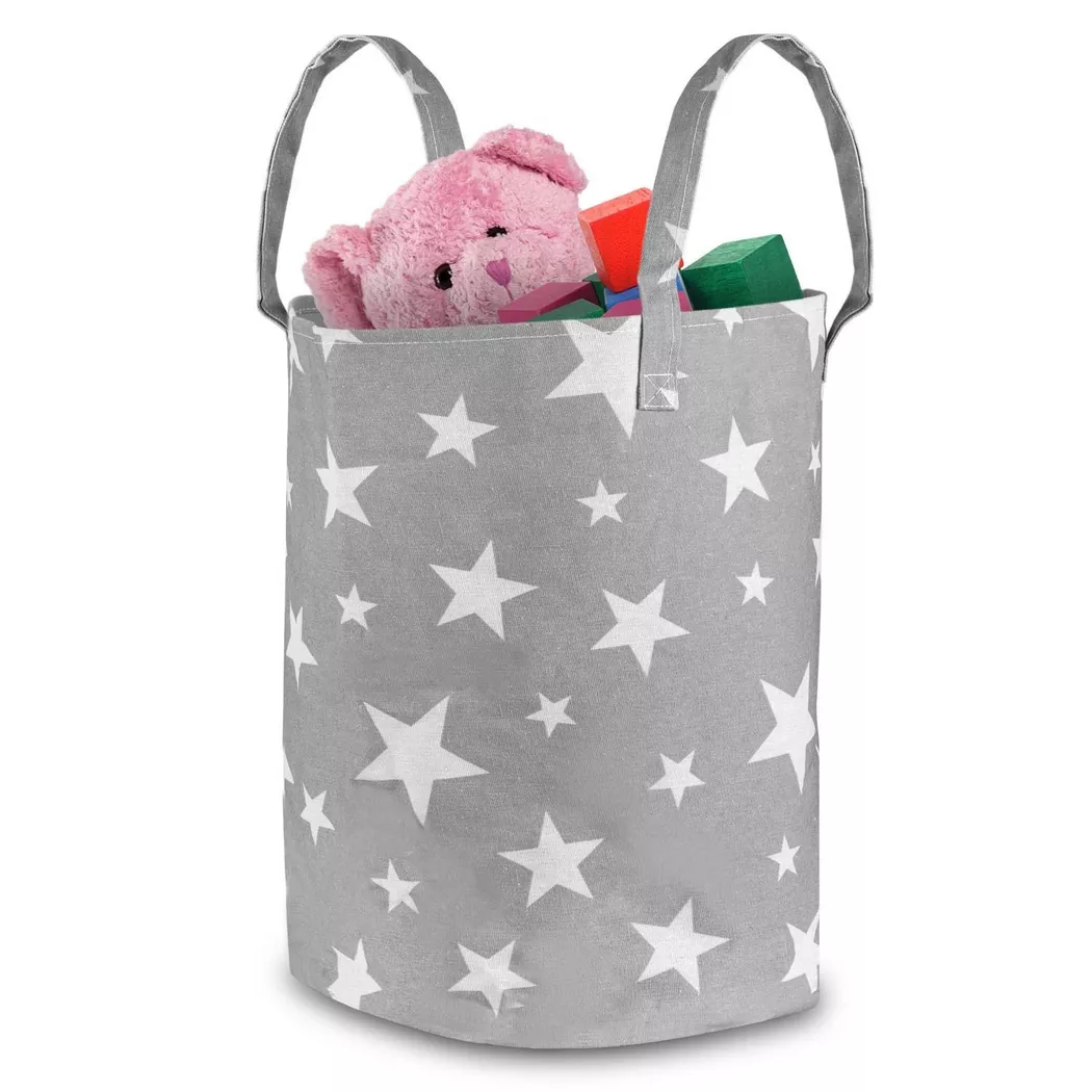 B2X - Cesto portaoggetti per giocattoli Nukido - grigio con stelle, One Size