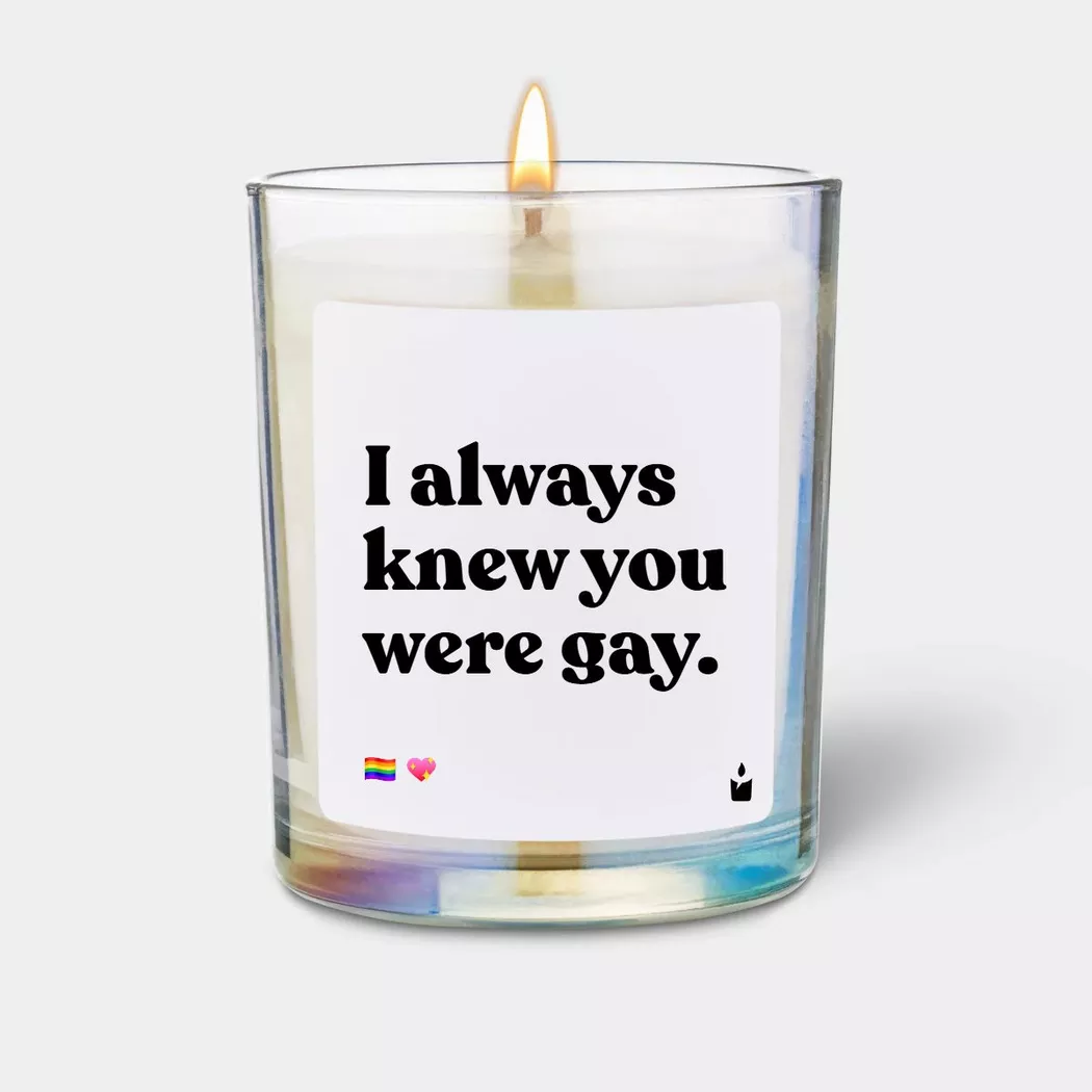 CandleHand - Duftkerze Woody I always knew you were gay., 7X8X7CM, Weiss