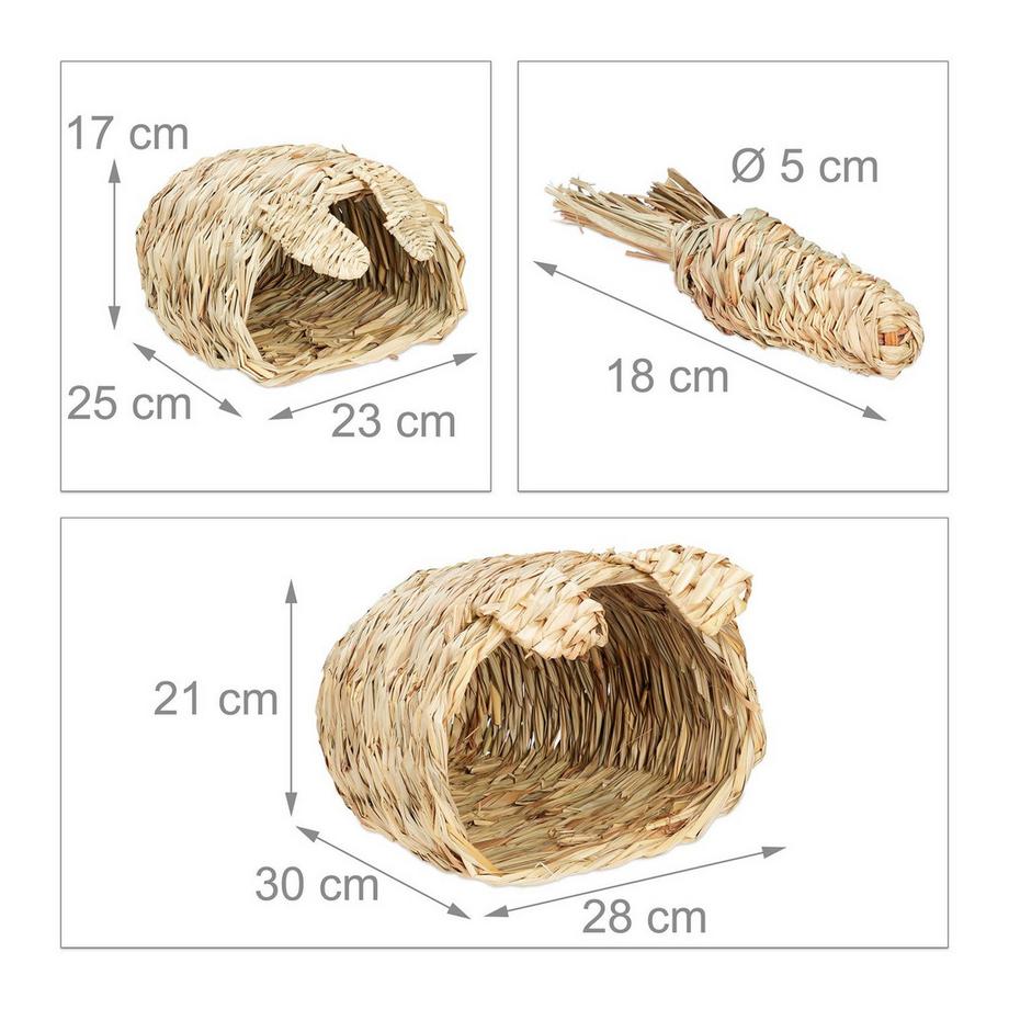 B2X  Maison pour lapins, lot de 2 avec jouets 