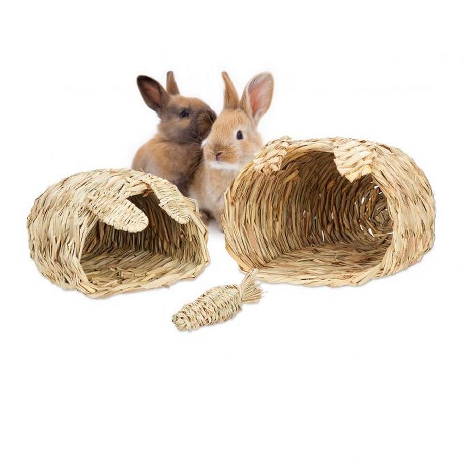 B2X  Maison pour lapins, lot de 2 avec jouets 