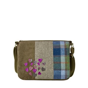 Tartan-Tasche mit Herz-Applikation