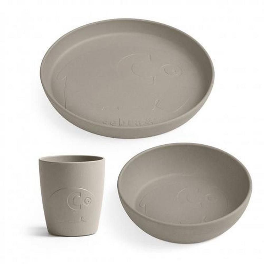 Set de vaisselle beige bébé éléphant