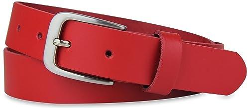 Only-bags.store  Ledergürtel, Gürtel, 3 cm breit, Rot, 125-140 cm 