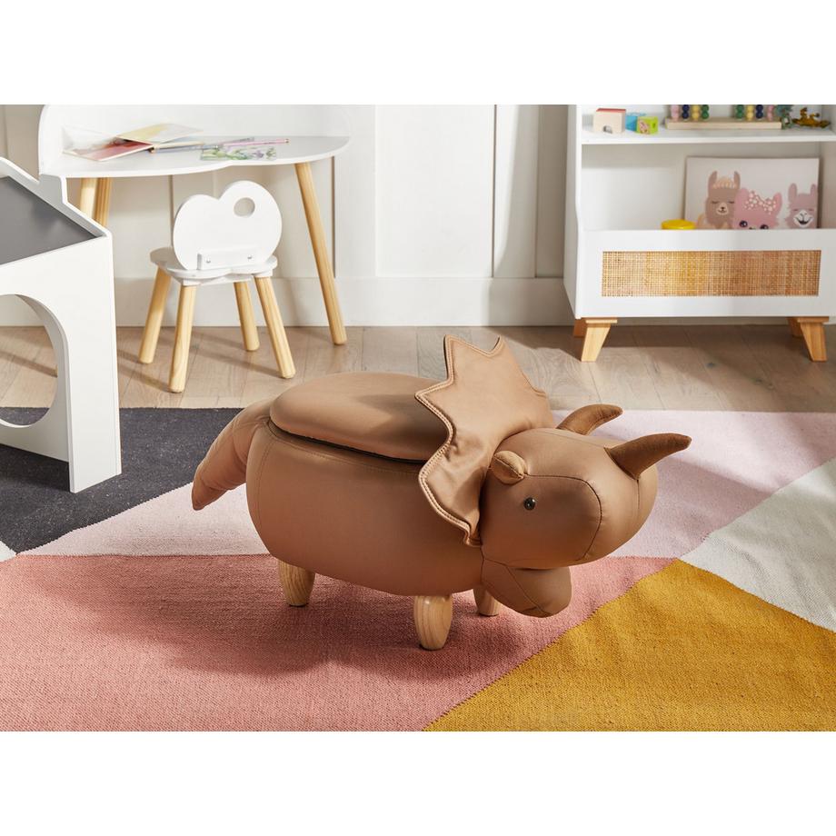 Beliani Tabouret de rangement animal en Tissu  TRICERATOPS  