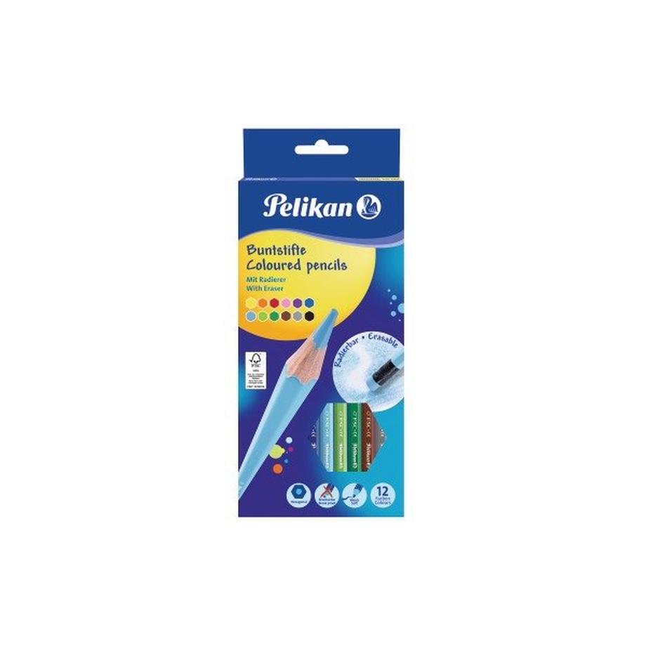 PELIKAN Buntstifte mit Radierer 700689 12 Farben