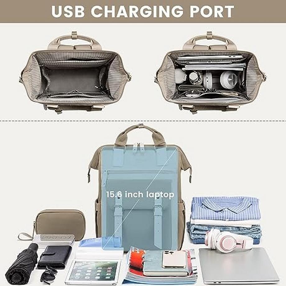 Only-bags.store Sac à dos pour ordinateur portable 15.6 pouces avec pochette pour câble de données et port de chargement USB  