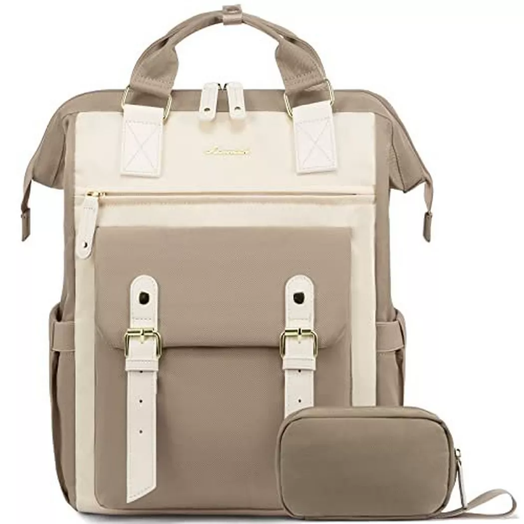 Only-bags.store - Laptop-Rucksack, 15,6 Zoll Schulrucksack Teenager mit Datenkabel Tasche & USB-Ladeanschluss,, für Damen, Braun, Größe Onesize