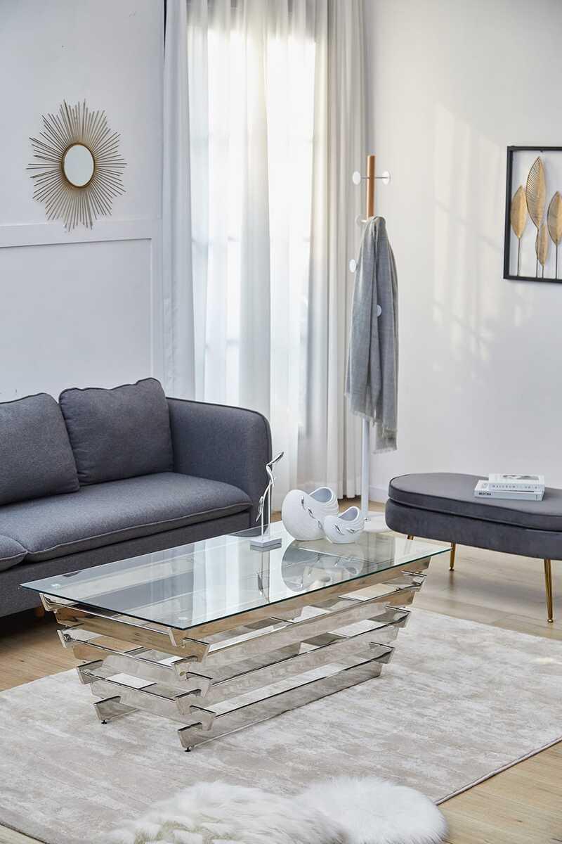 mutoni Couchtisch Solvique Glas silber 130  