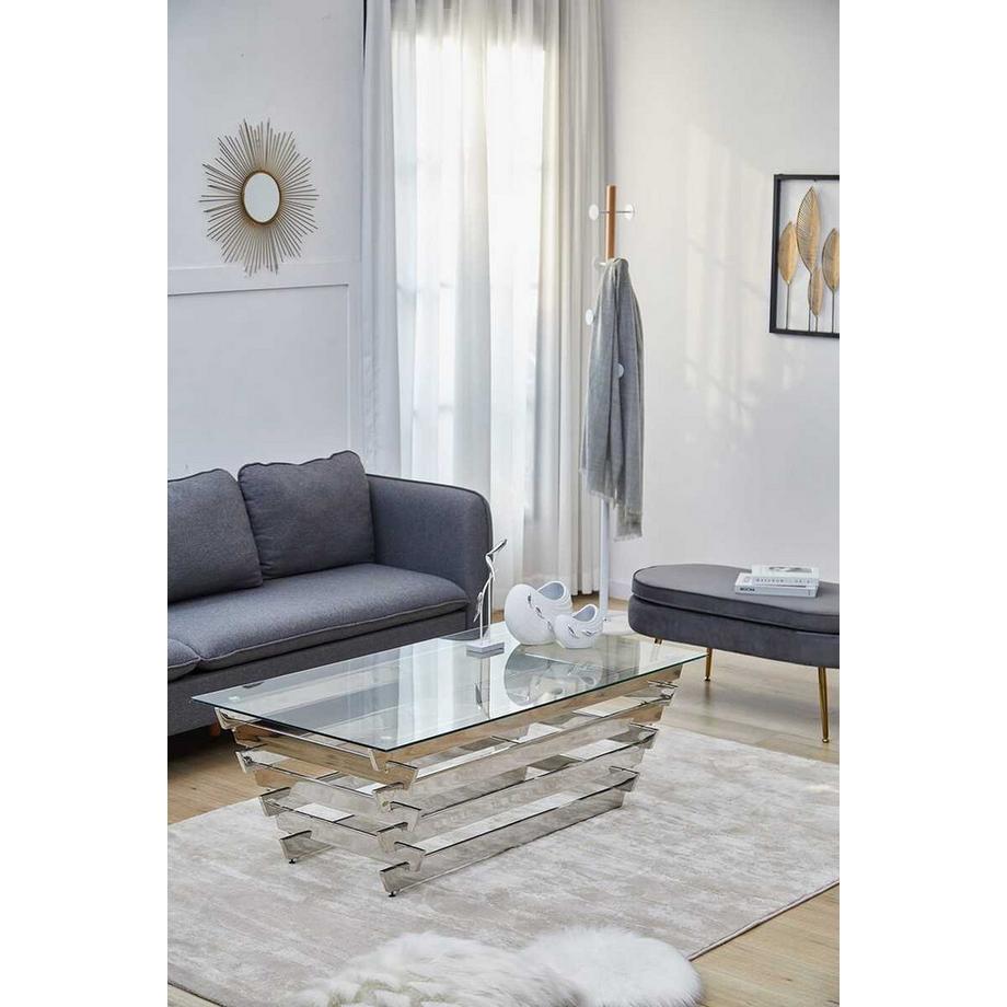 mutoni Tavolino Solvique vetro argento 130  