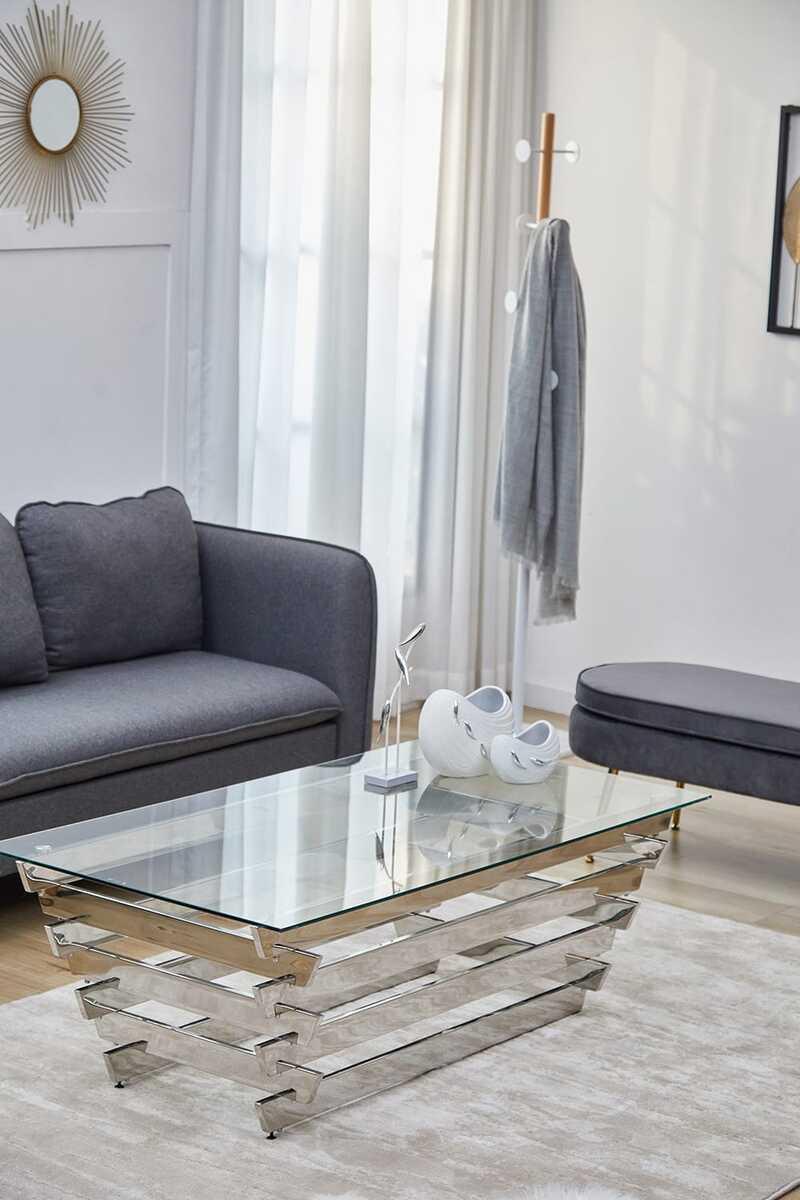 mutoni Couchtisch Solvique Glas silber 130  