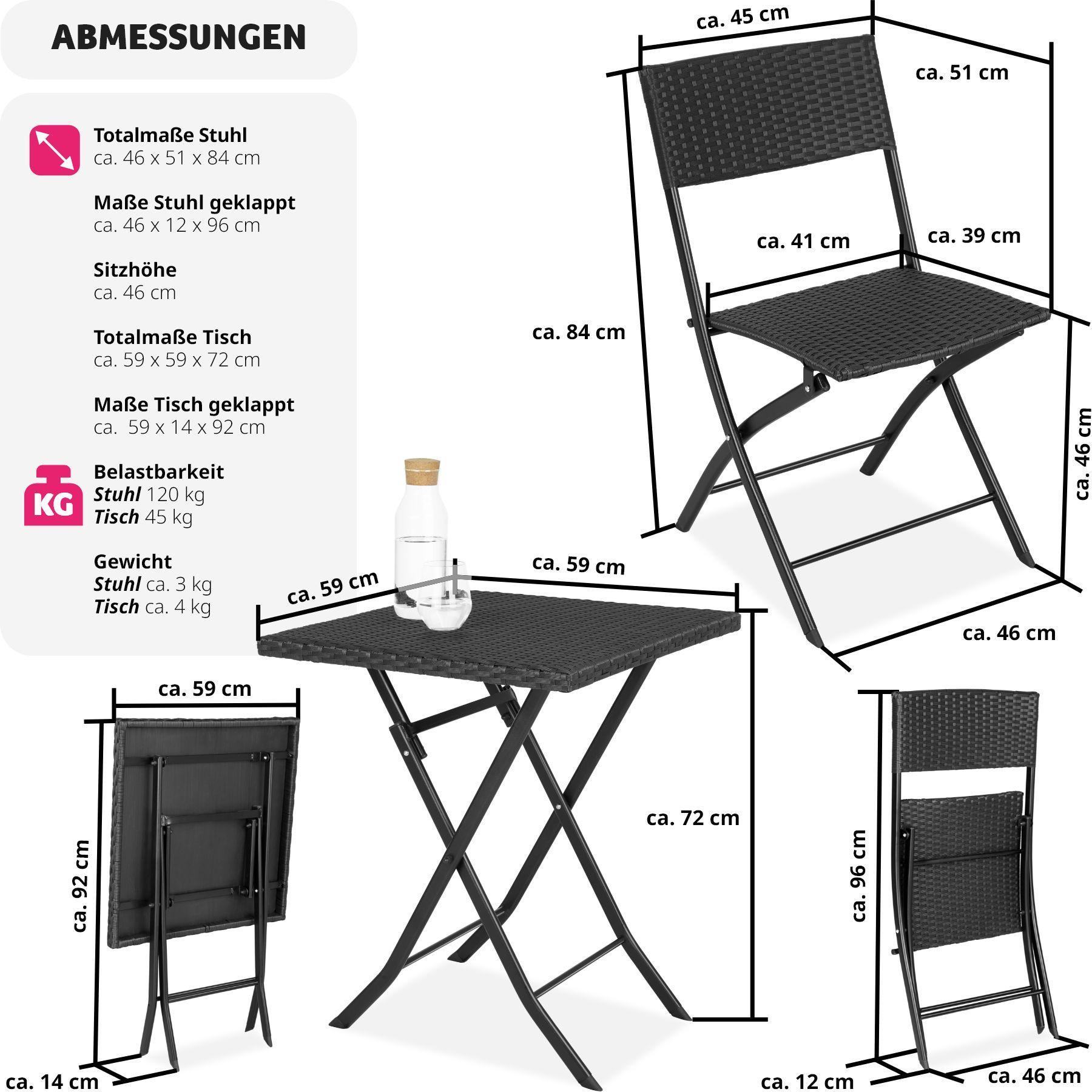 Tectake Salon de jardin TREVI 2 personnes  